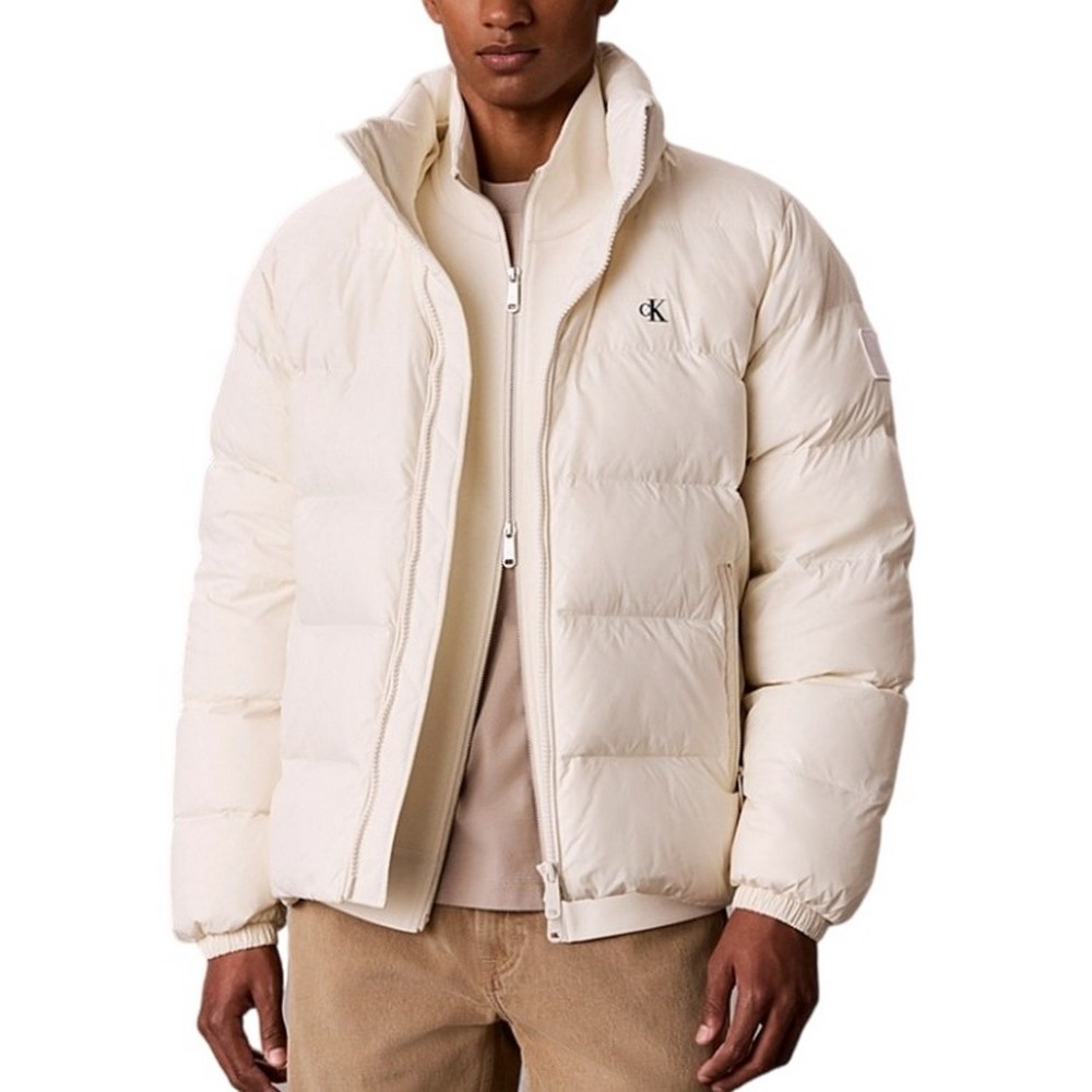 CALVIN KLEIN JEANS LS NYLON ZIP OFF HOOD DOWN PUFFER ΜΠΟΥΦΑΝ ΑΝΔΡΙΚΟ BRIGHT WHITE