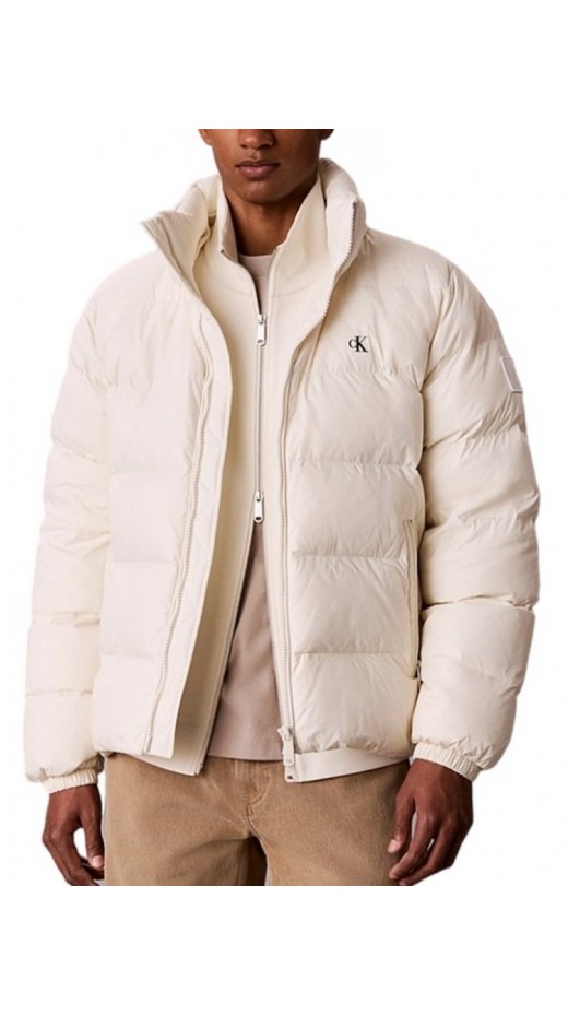 CALVIN KLEIN JEANS LS NYLON ZIP OFF HOOD DOWN PUFFER ΜΠΟΥΦΑΝ ΑΝΔΡΙΚΟ BRIGHT WHITE