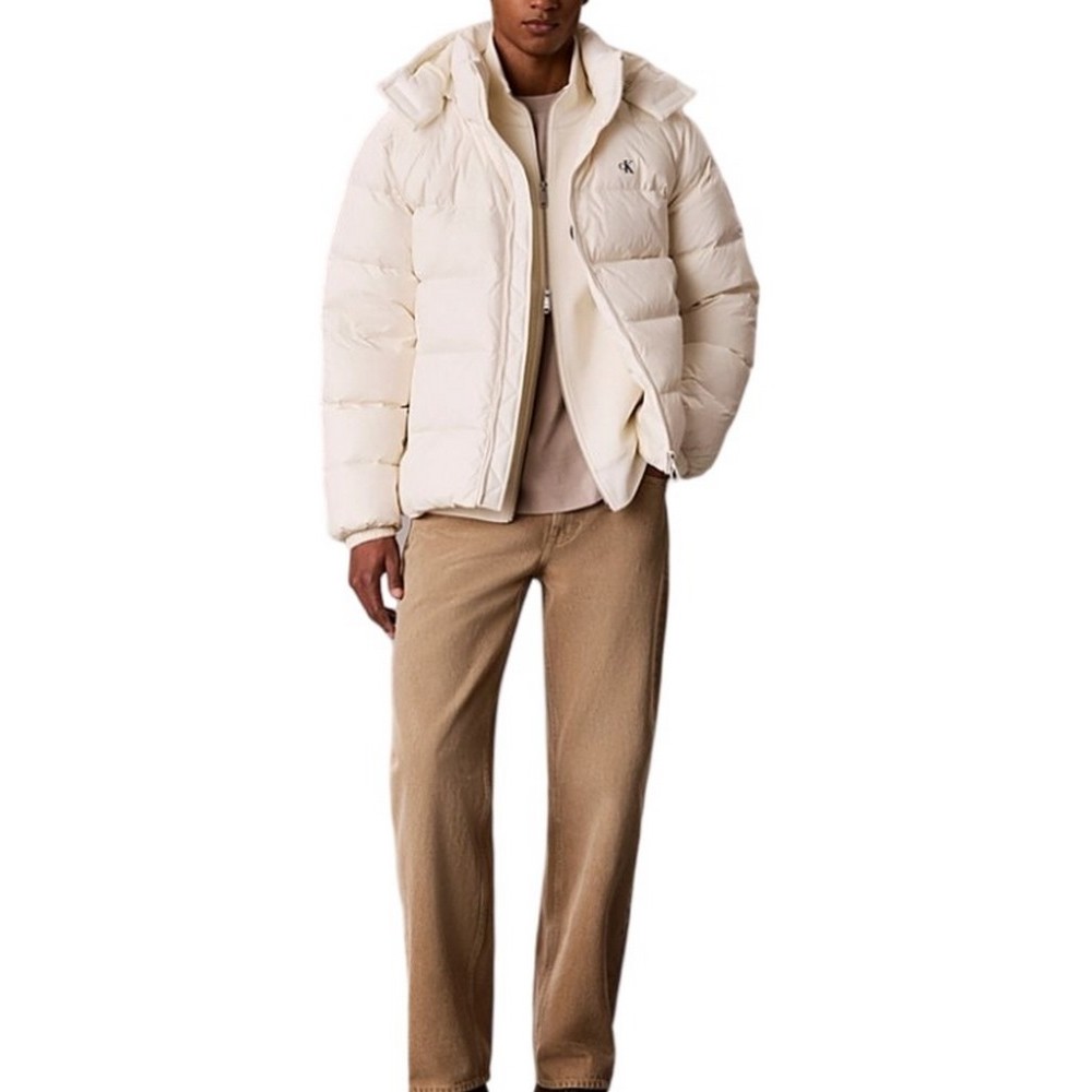 CALVIN KLEIN JEANS LS NYLON ZIP OFF HOOD DOWN PUFFER ΜΠΟΥΦΑΝ ΑΝΔΡΙΚΟ BRIGHT WHITE