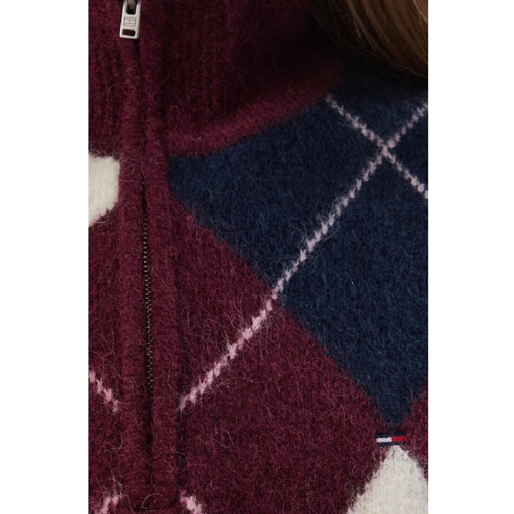 TOMMY JEANS FLUFFY QUARTER ZIP SWEATER ΜΠΛΟΥΖΑ ΠΛΕΚΤΗ ΓΥΝΑΙΚΕΙΑ BERRY