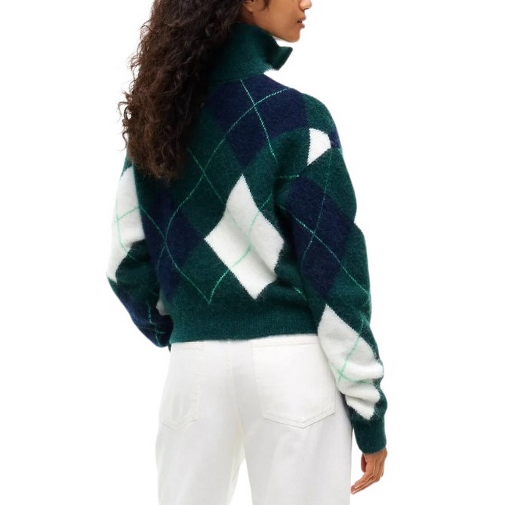 TOMMY JEANS FLUFFY QUARTER ZIP SWEATER ΜΠΛΟΥΖΑ ΠΛΕΚΤΗ ΓΥΝΑΙΚΕΙΑ GREEN