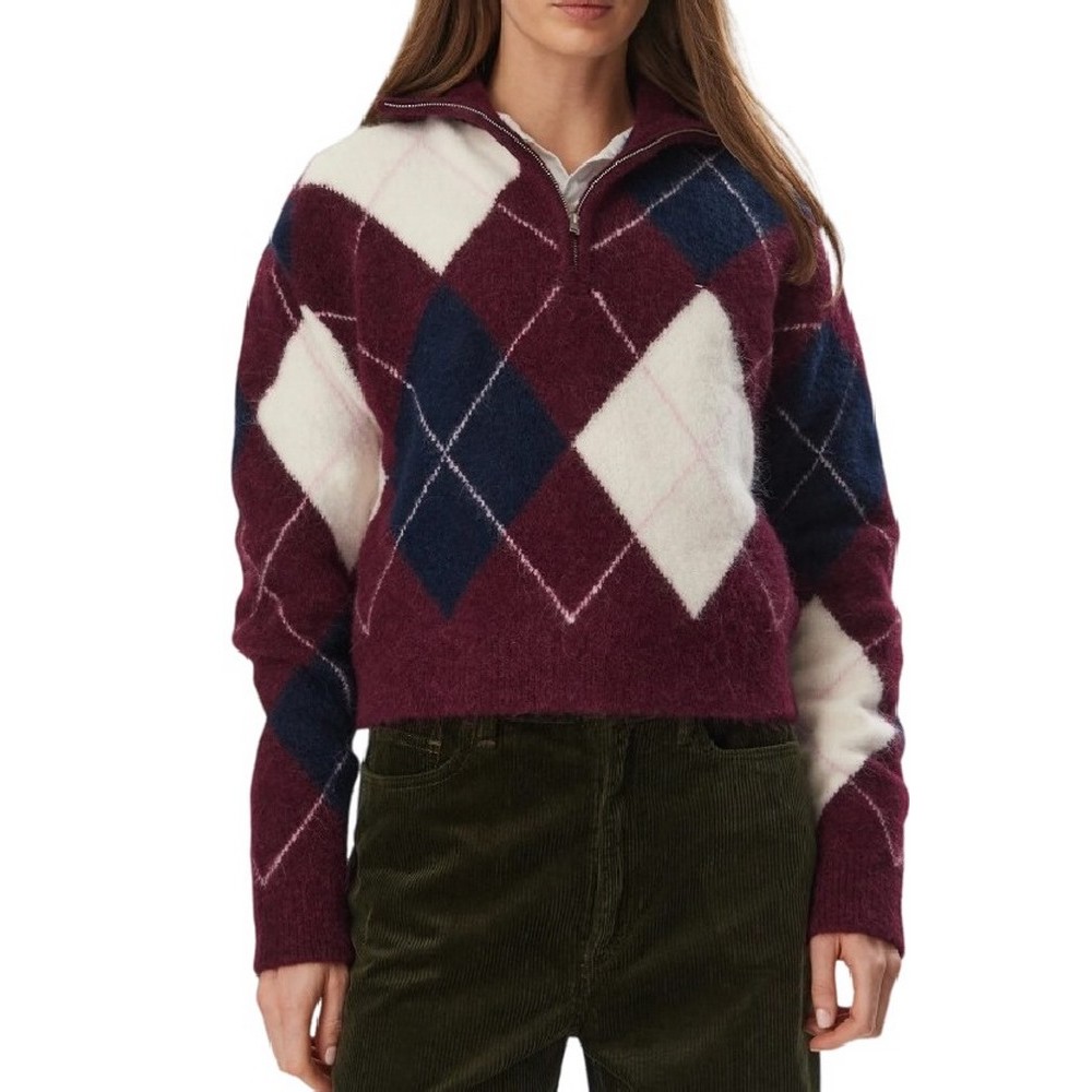 TOMMY JEANS FLUFFY QUARTER ZIP SWEATER ΜΠΛΟΥΖΑ ΠΛΕΚΤΗ ΓΥΝΑΙΚΕΙΑ BERRY