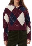 TOMMY JEANS FLUFFY QUARTER ZIP SWEATER ΜΠΛΟΥΖΑ ΠΛΕΚΤΗ ΓΥΝΑΙΚΕΙΑ BERRY