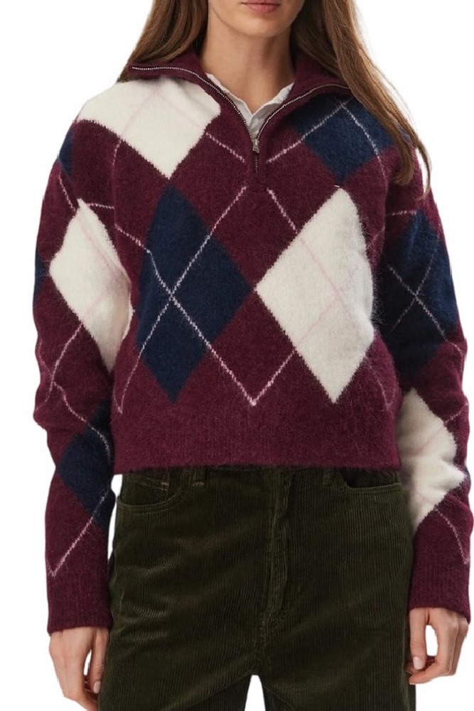 TOMMY JEANS FLUFFY QUARTER ZIP SWEATER ΜΠΛΟΥΖΑ ΠΛΕΚΤΗ ΓΥΝΑΙΚΕΙΑ BERRY