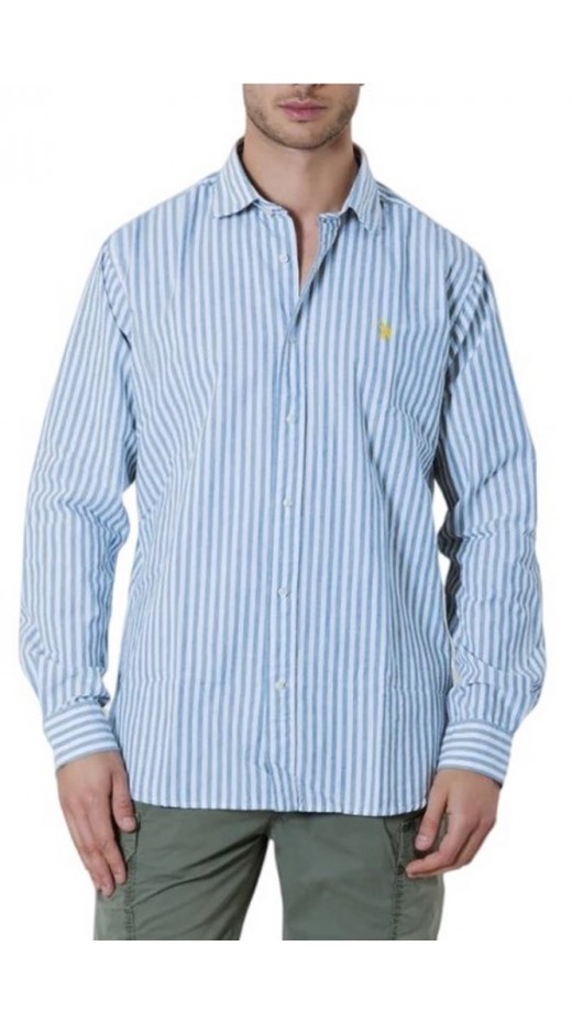U.S POLO ASSN IVOR 002371 EH03 SHIRT LS REGULAR FIT  ΠΟΥΚΑΜΙΣΟ ΑΝΔΡΙΚΟ BLUE
