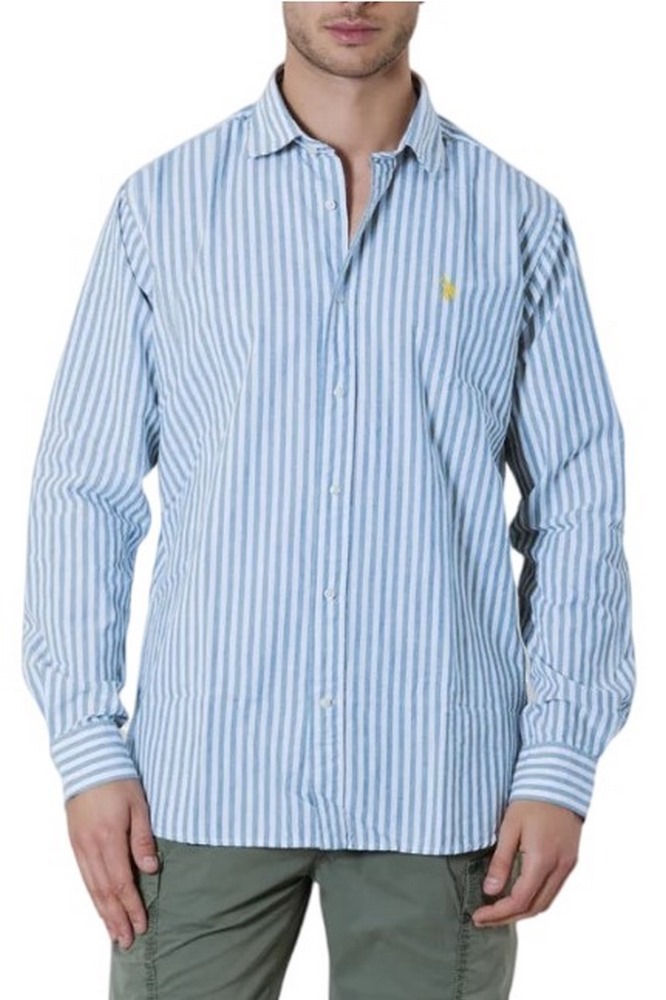 U.S POLO ASSN IVOR 002371 EH03 SHIRT LS REGULAR FIT  ΠΟΥΚΑΜΙΣΟ ΑΝΔΡΙΚΟ BLUE