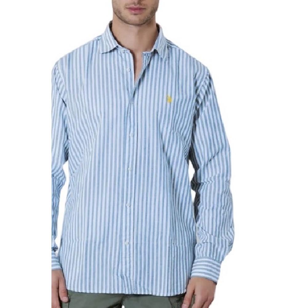 U.S POLO ASSN IVOR 002371 EH03 SHIRT LS REGULAR FIT  ΠΟΥΚΑΜΙΣΟ ΑΝΔΡΙΚΟ BLUE
