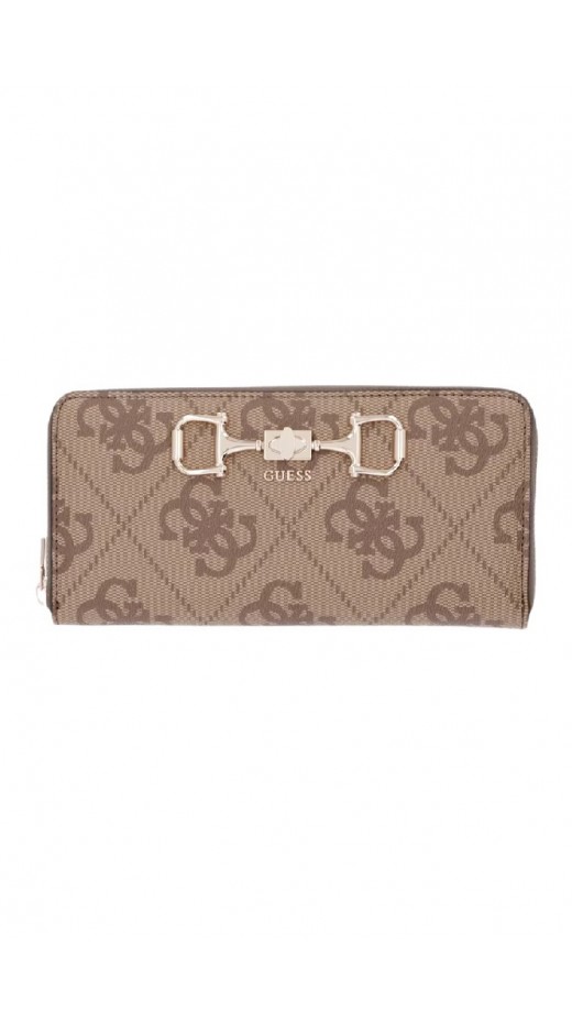 GUESS JANIE LOGO SLG LRG ZIP AROUND ΠΟΡΤΟΦΟΛΙ ΓΥΝΑΙΚΕΙΟ LATTE
