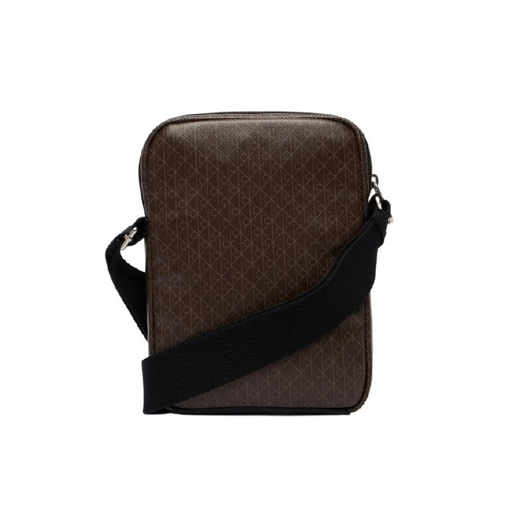 CALVIN KLEIN EMBLEM AOP COATED SLIM REPORTER ΤΣΑΝΤΑ ΑΝΔΡΙΚΗ BROWN