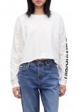 CALVIN KLEIN PERFORMANCE BOXY CROP TEE GRAPHIC ΜΠΛΟΥΖΑ ΜΑΚΡΥΜΑΝΙΚΗ ΓΥΝΑΙΚΕΙΑ WHITE