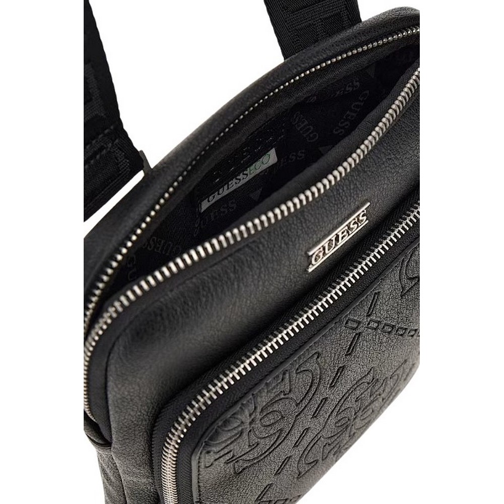 GUESS BOSTON CROSSBODY FLAT ΤΣΑΝΤΑ ΑΝΔΡΙΚΗ BLACK