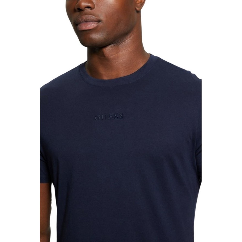 GUESS EMB PIMA CREW T-SHIRT ΜΠΛΟΥΖΑ ΑΝΔΡΙΚΗ NAVY