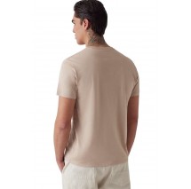 GUESS EMB PIMA CREW T-SHIRT ΜΠΛΟΥΖΑ ΑΝΔΡΙΚΗ ECRU
