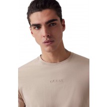 GUESS EMB PIMA CREW T-SHIRT ΜΠΛΟΥΖΑ ΑΝΔΡΙΚΗ ECRU
