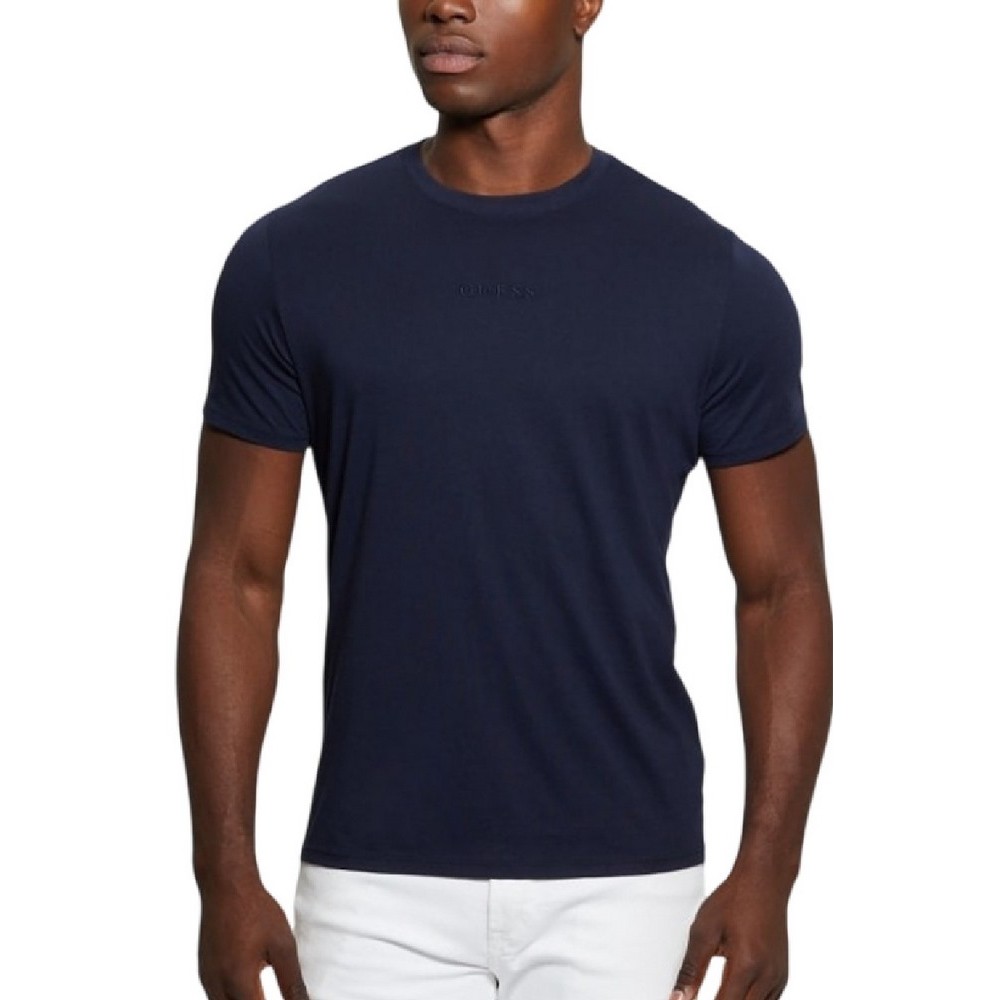 GUESS EMB PIMA CREW T-SHIRT ΜΠΛΟΥΖΑ ΑΝΔΡΙΚΗ NAVY
