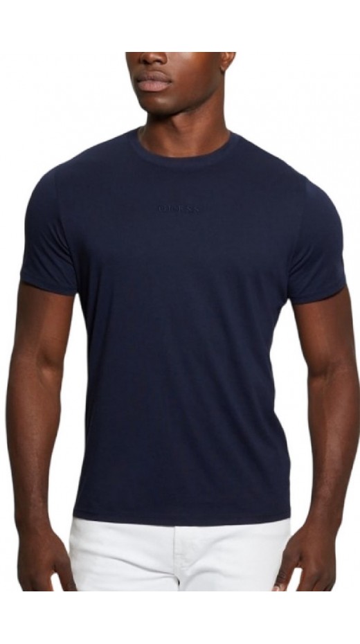 GUESS EMB PIMA CREW T-SHIRT ΜΠΛΟΥΖΑ ΑΝΔΡΙΚΗ NAVY