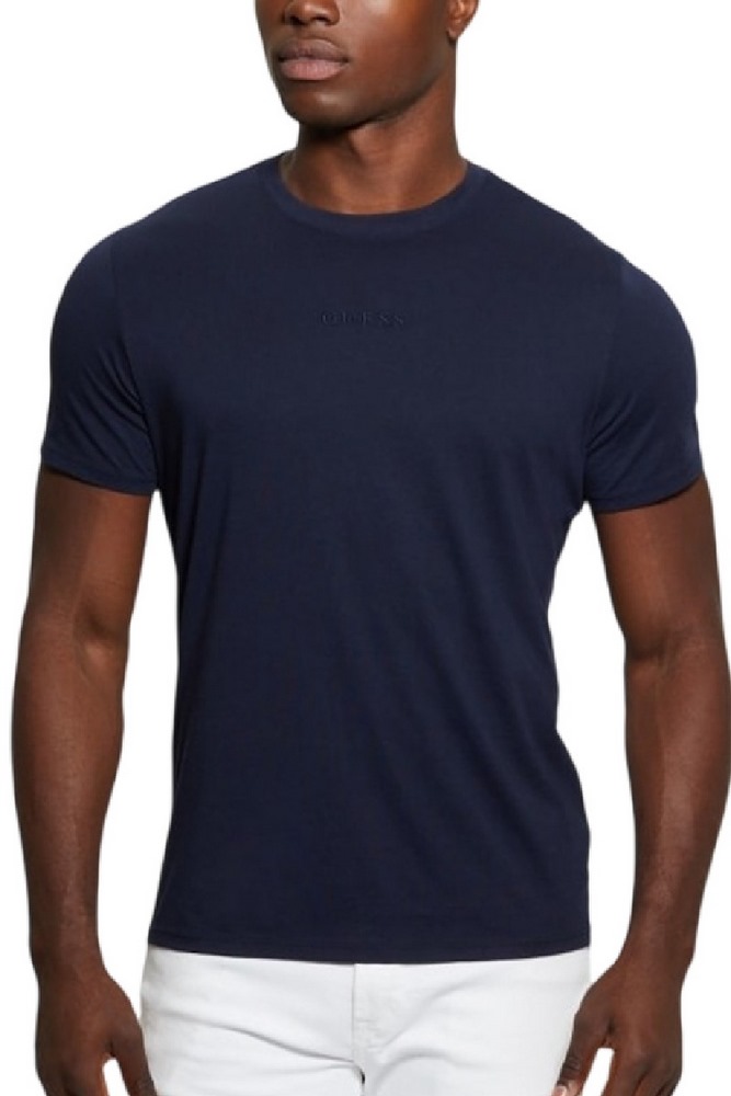 GUESS EMB PIMA CREW T-SHIRT ΜΠΛΟΥΖΑ ΑΝΔΡΙΚΗ NAVY
