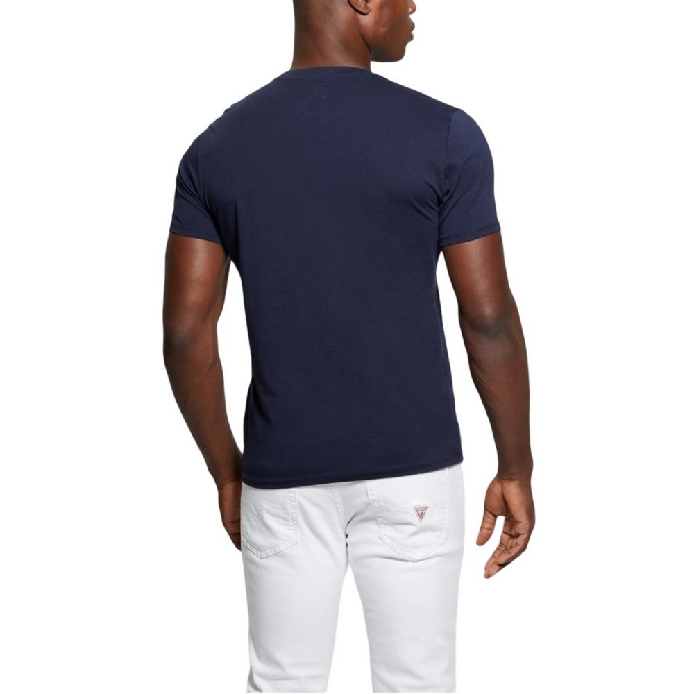 GUESS EMB PIMA CREW T-SHIRT ΜΠΛΟΥΖΑ ΑΝΔΡΙΚΗ NAVY