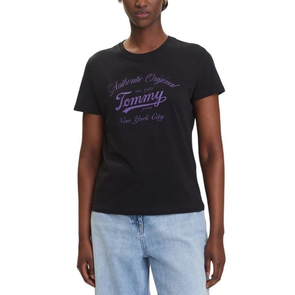 TOMMY JEANS REG ESSENTIAL LOGO TEE T-SHIRT ΜΠΛΟΥΖΑ ΓΥΝΑΙΚΕΙΑ BLACK