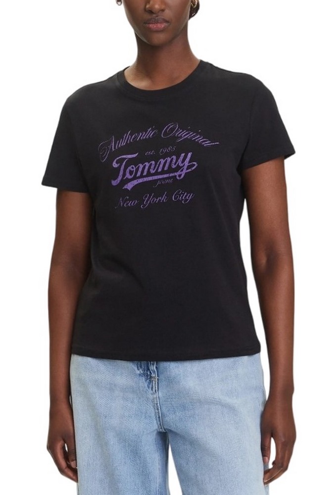 TOMMY JEANS REG ESSENTIAL LOGO TEE T-SHIRT ΜΠΛΟΥΖΑ ΓΥΝΑΙΚΕΙΑ BLACK
