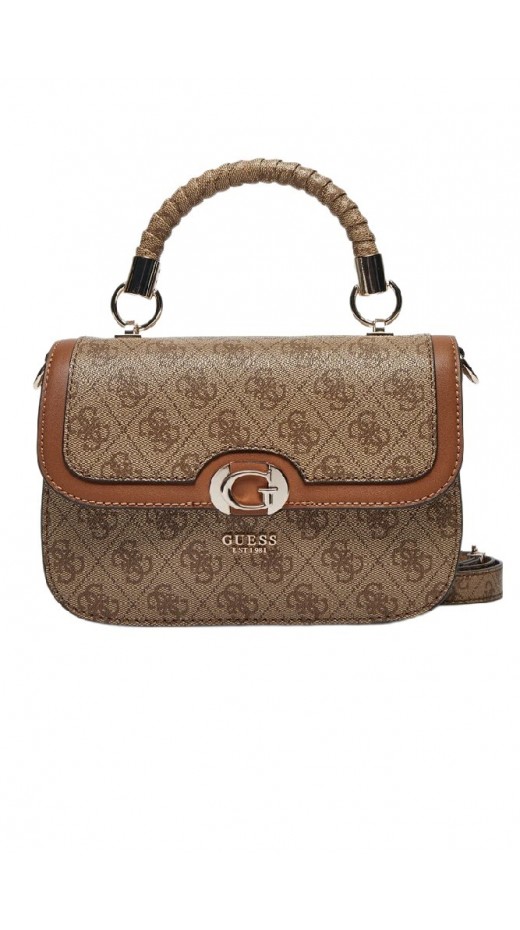 GUESS ORLINA LOGO TOP HANDLE FLAP ΤΣΑΝΤΑ ΓΥΝΑΙΚΕΙΑ BROWN
