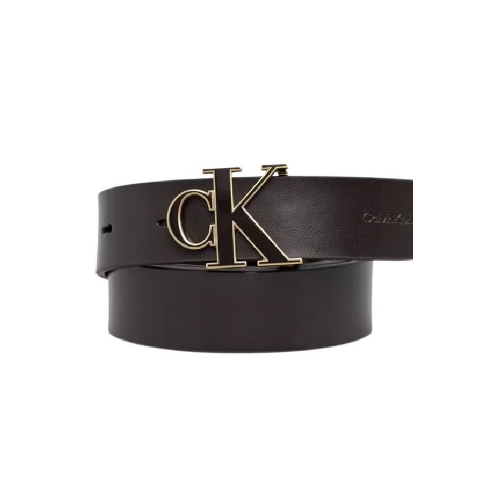 CALVIN KLEIN ROUND CK BUCKLE 30MM BELT INLAY ΖΩΝΗ ΓΥΝΑΙΚΕΙΑ BLACK/GOLD