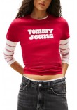 TOMMY JEANS REG ESSENTIAL LOGO 2 TEE EXT T-SHIRT ΜΠΛΟΥΖΑ ΓΥΝΑΙΚΕΙΑ RUBY