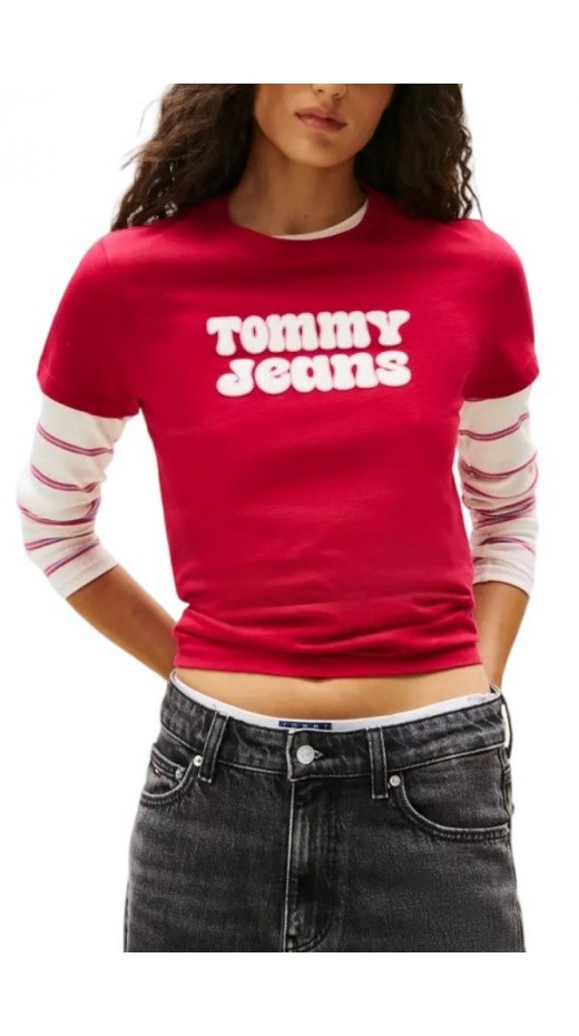 TOMMY JEANS REG ESSENTIAL LOGO 2 TEE EXT T-SHIRT ΜΠΛΟΥΖΑ ΓΥΝΑΙΚΕΙΑ RUBY