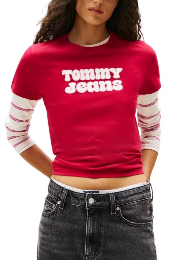 TOMMY JEANS REG ESSENTIAL LOGO 2 TEE EXT T-SHIRT ΜΠΛΟΥΖΑ ΓΥΝΑΙΚΕΙΑ RUBY