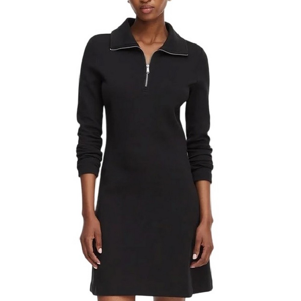 CALVIN KLEIN JEANS SCUBA FIT & FLARE HALF ZIP DRESS ΦΟΡΕΜΑ ΓΥΝΑΚΕΙΟ BLACK
