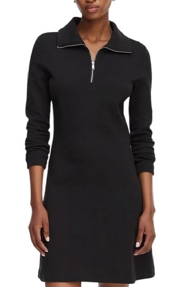 CALVIN KLEIN JEANS SCUBA FIT & FLARE HALF ZIP DRESS ΦΟΡΕΜΑ ΓΥΝΑΚΕΙΟ BLACK