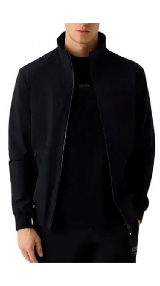 GUESS NEKA ZIPPED JACKET ΜΠΟΥΦΑΝ ΑΝΔΡΙΚΟ BLACK