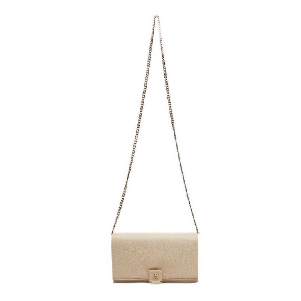 TOMMY HILFIGER HER FLAP W/CHAIN ΤΣΑΝΤΑ ΓΥΝΑΙΚΕΙΑ OFF WHITE