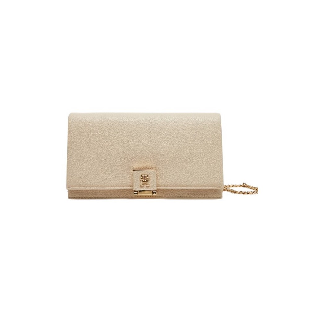TOMMY HILFIGER HER FLAP W/CHAIN ΤΣΑΝΤΑ ΓΥΝΑΙΚΕΙΑ OFF WHITE