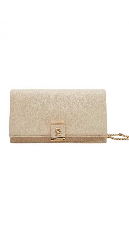 TOMMY HILFIGER HER FLAP W/CHAIN ΤΣΑΝΤΑ ΓΥΝΑΙΚΕΙΑ OFF WHITE