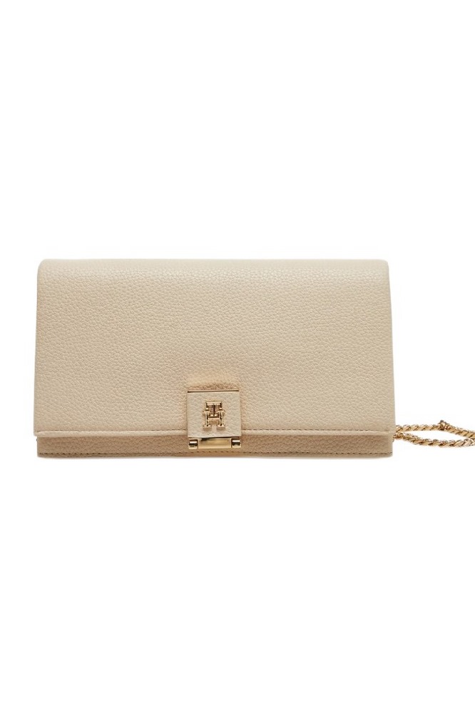 TOMMY HILFIGER HER FLAP W/CHAIN ΤΣΑΝΤΑ ΓΥΝΑΙΚΕΙΑ OFF WHITE