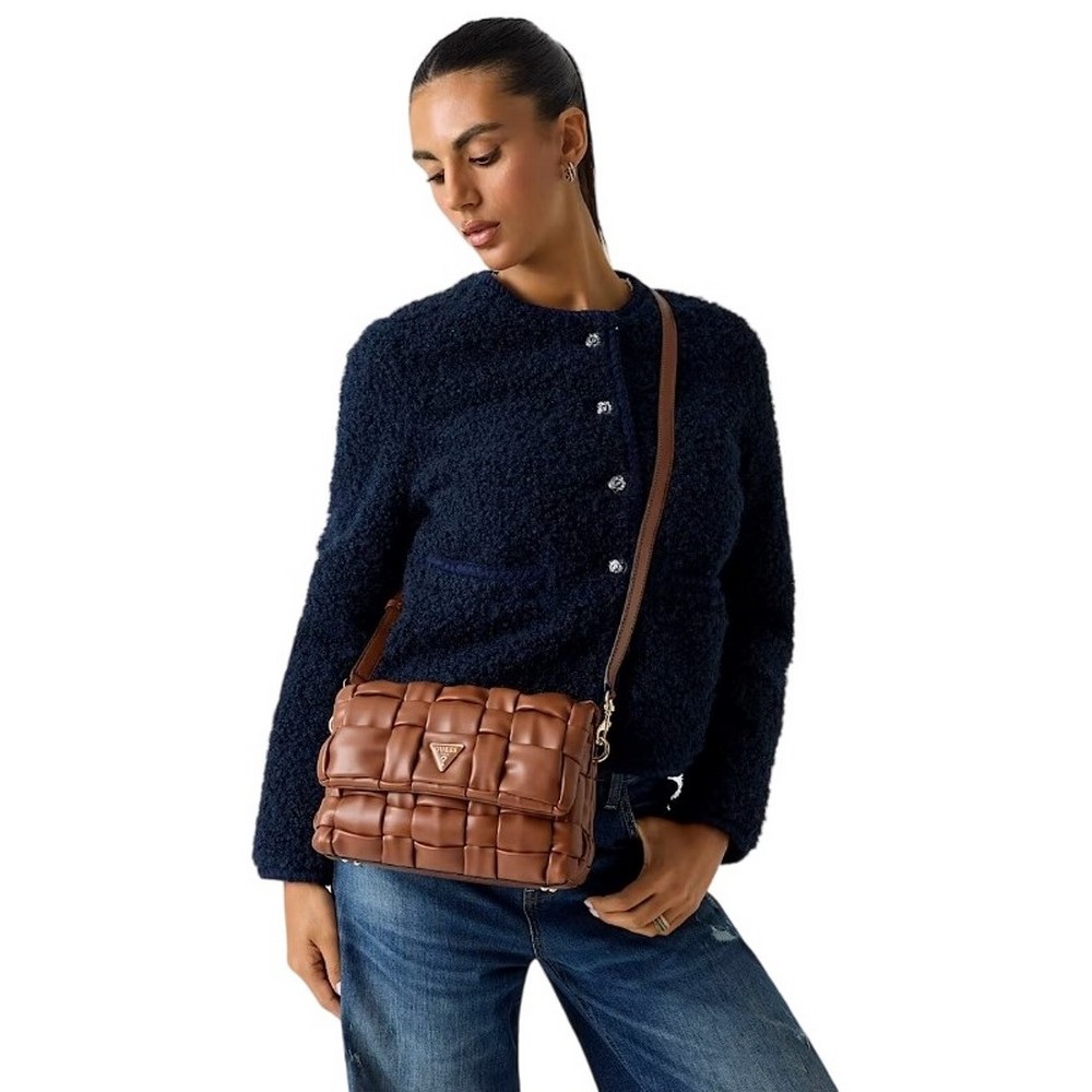 GUESS MARION FLAP SHOULDER BAG ΤΣΑΝΤΑ ΓΥΝΑΙΚΕΙΑ COGNAC