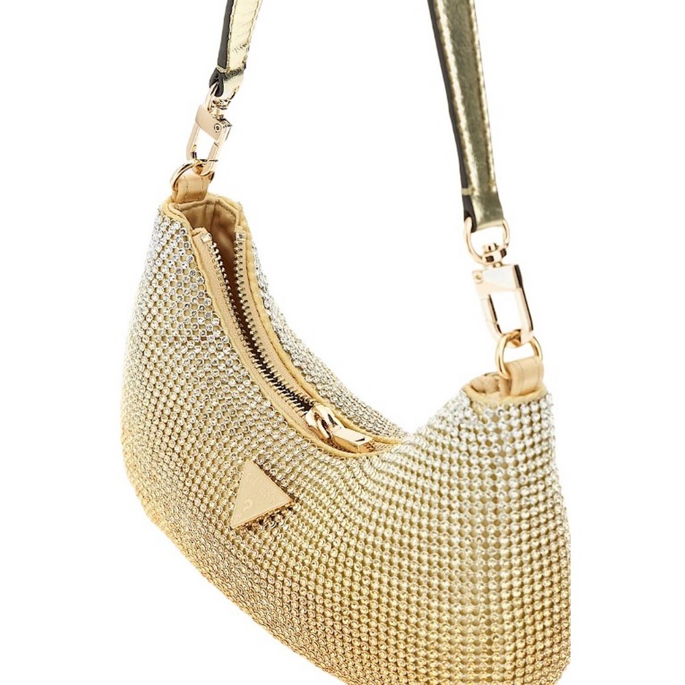 GUESS ZALINA MINI TOP ZIP SHLDR BAG ΤΣΑΝΤΑ ΓΥΝΑΙΚΕΙΑ GOLD