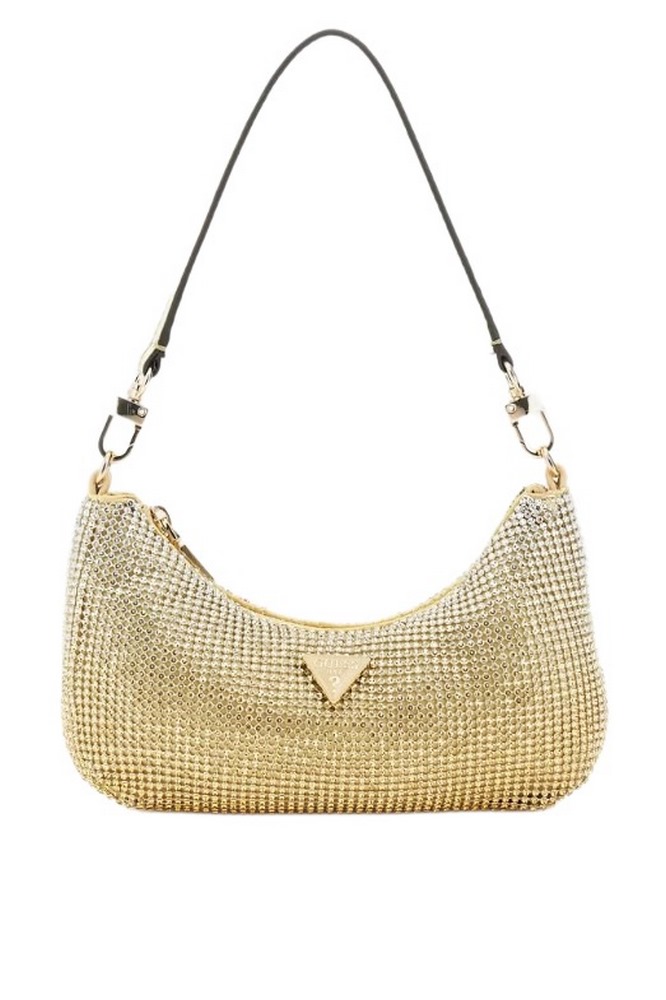 GUESS ZALINA MINI TOP ZIP SHLDR BAG ΤΣΑΝΤΑ ΓΥΝΑΙΚΕΙΑ GOLD