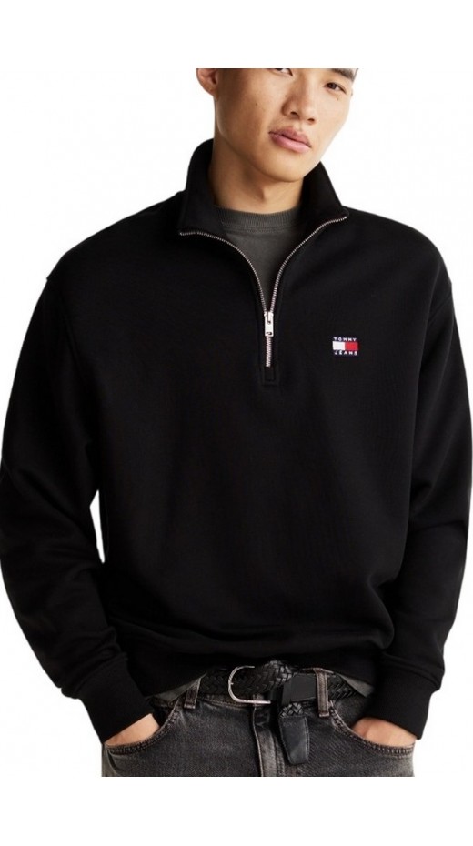 TOMMY JEANS RLX BADGE 1/4 ZIP ΜΠΛΟΥΖΑ ΦΟΥΤΕΡ ΑΝΔΡΙΚΗ BLACK