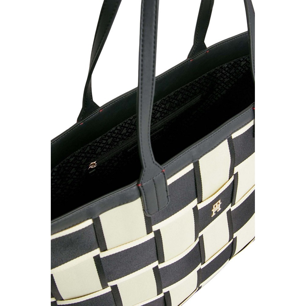 TOMMY HILFIGER ICONIC TOMMY TOTE WOVEN ΤΣΑΝΤΑ ΓΥΝΑΙΚΕΙΑ BEIGE