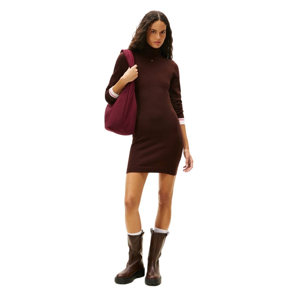 TOMMY JEANS ESS TURTLENECK SWEATER DRESS ΦΟΡΕΜΑ ΓΥΝΑΙΚΕΙΟ BROWN