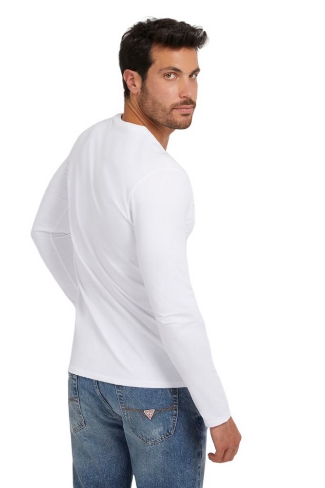 GUESS CN LS CORE TEE T-SHIRT ΜΠΛΟΥΖΑ ΑΝΔΡΙΚΗ WHITE