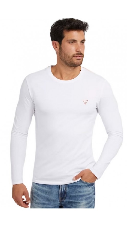 GUESS CN LS CORE TEE T-SHIRT ΜΠΛΟΥΖΑ ΑΝΔΡΙΚΗ WHITE