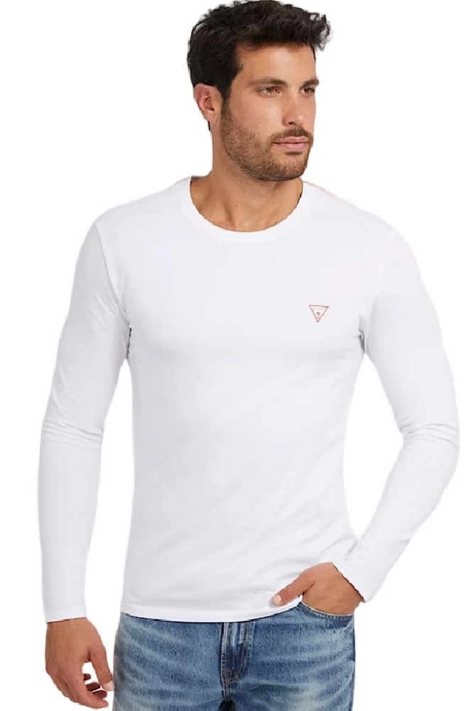 GUESS CN LS CORE TEE T-SHIRT ΜΠΛΟΥΖΑ ΑΝΔΡΙΚΗ WHITE