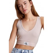 CALVIN KLEIN JEANS WOVEN LABEL RIB TOP ΤΟΠ ΓΥΝΑΙΚΕΙΟ PINK