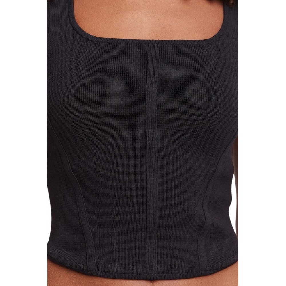 GUESS ESME CORSET TOP SWTR ΤΟΠ ΜΠΛΟΥΖΑ ΓΥΝΑΙΚΕΙΑ BLACK