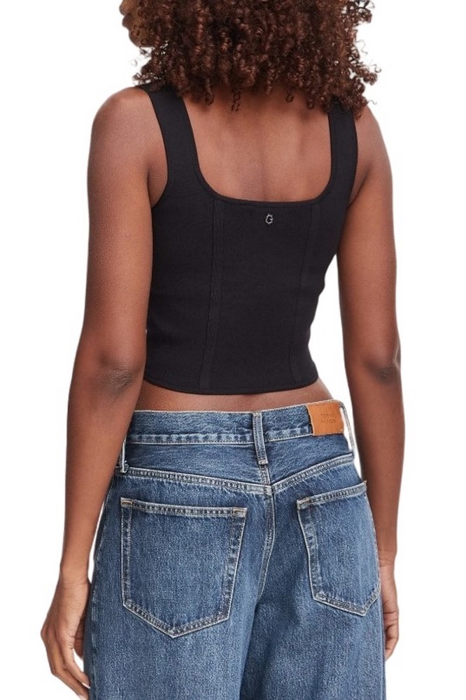 GUESS ESME CORSET TOP SWTR ΤΟΠ ΜΠΛΟΥΖΑ ΓΥΝΑΙΚΕΙΑ BLACK