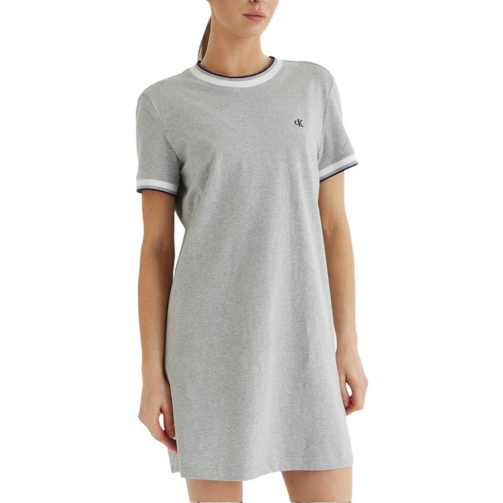 CALVIN KLEIN JEANS CTN MONOGRAM STRIPE TRIM MINI ΦΟΡΜΑ ΓΥΝΑΙΚΕΙΟ GREY