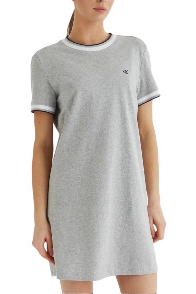 CALVIN KLEIN JEANS CTN MONOGRAM STRIPE TRIM MINI ΦΟΡΜΑ ΓΥΝΑΙΚΕΙΟ GREY